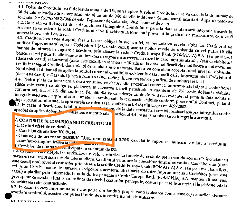 Comisionul de acordare e clauza abuziva