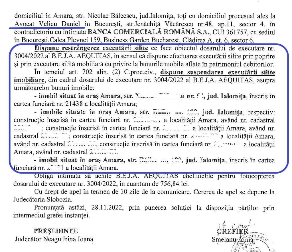 restrangerea executarii silite